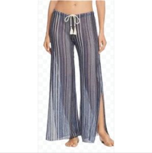 Becca By Rebecca Virtue Blue Beach Swim Vacation Boho Coverup Split Leg Sz 14/16